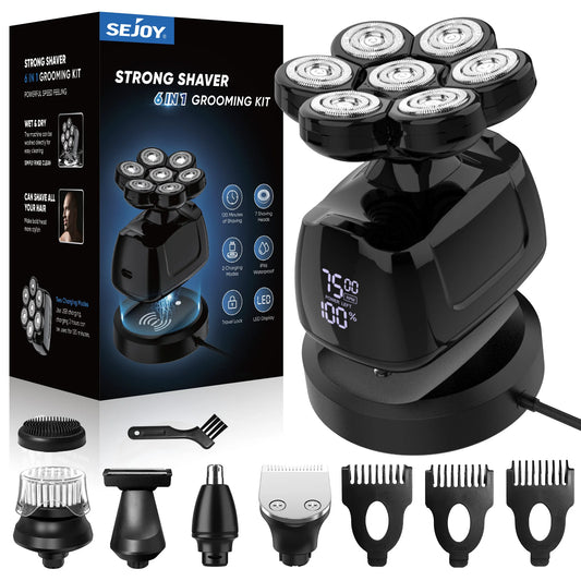 SEJOY 7D Head Shaver 6-In-1 Electric Razor Kit For Men