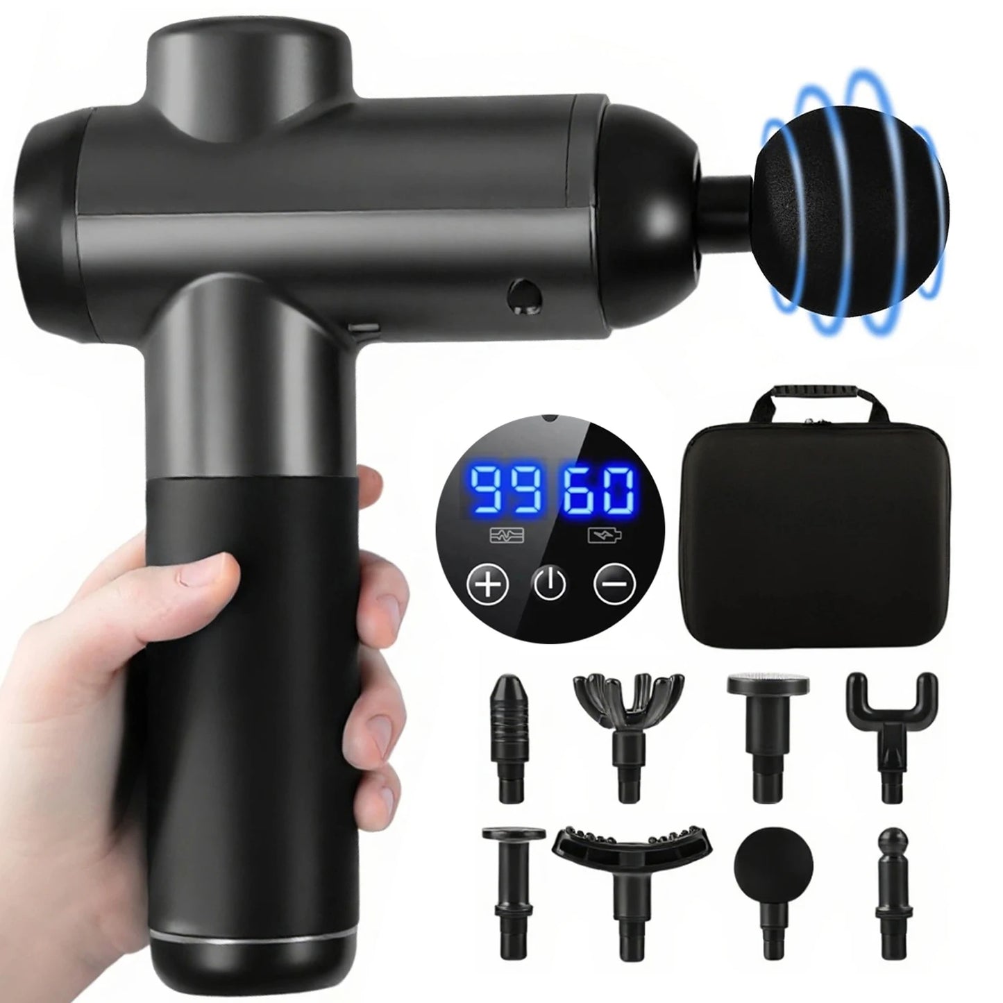 Deep Tissue Massage Gun With 99 Speeds And 8 Attachments