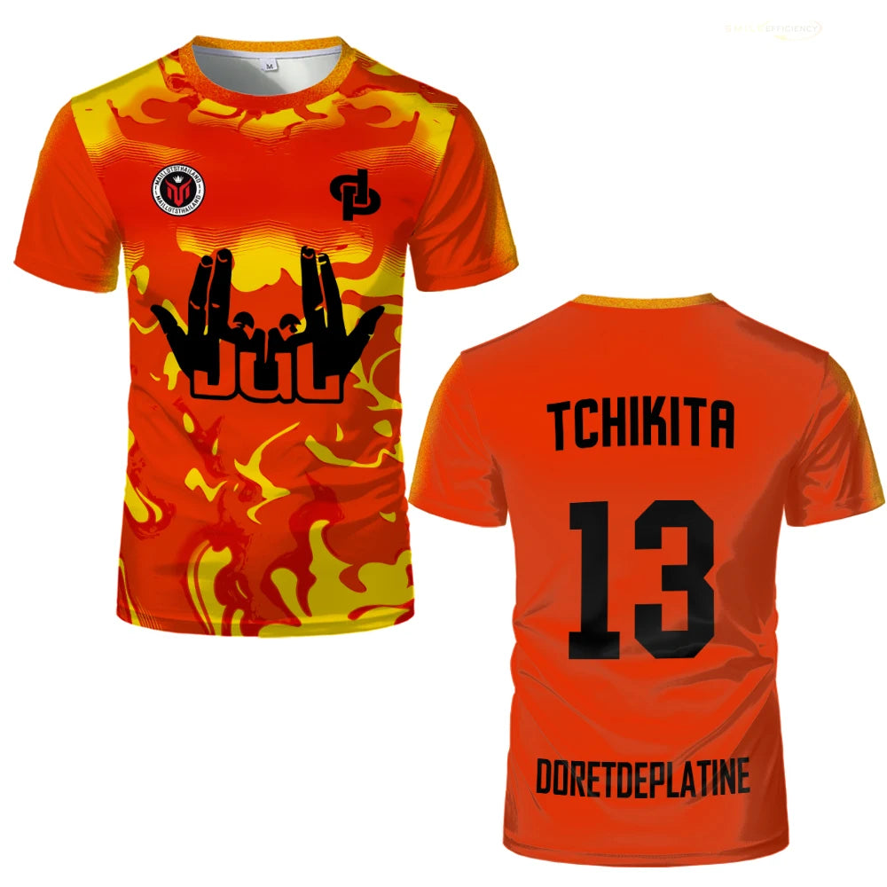 Unisex Sporty Short Sleeve Football Jersey Polyester Breathable Top