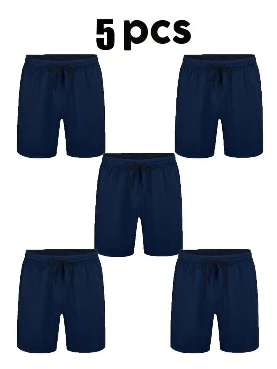 Men's Quick Dry Sports Shorts Set With Pockets Knit Fabric 5 Pack