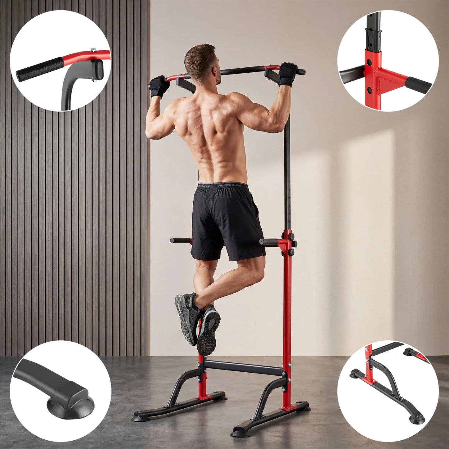HiMISS Power Tower Pull Up Dip Station With Adjustable Height