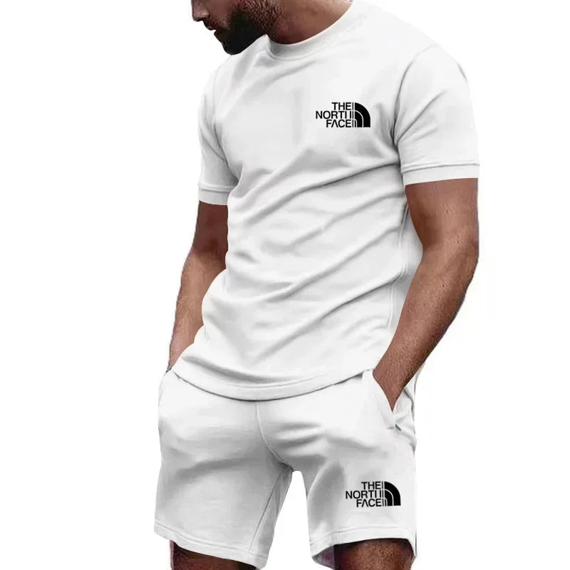 Men's Breathable Athletic Tee And Sweatpants Set For Workout