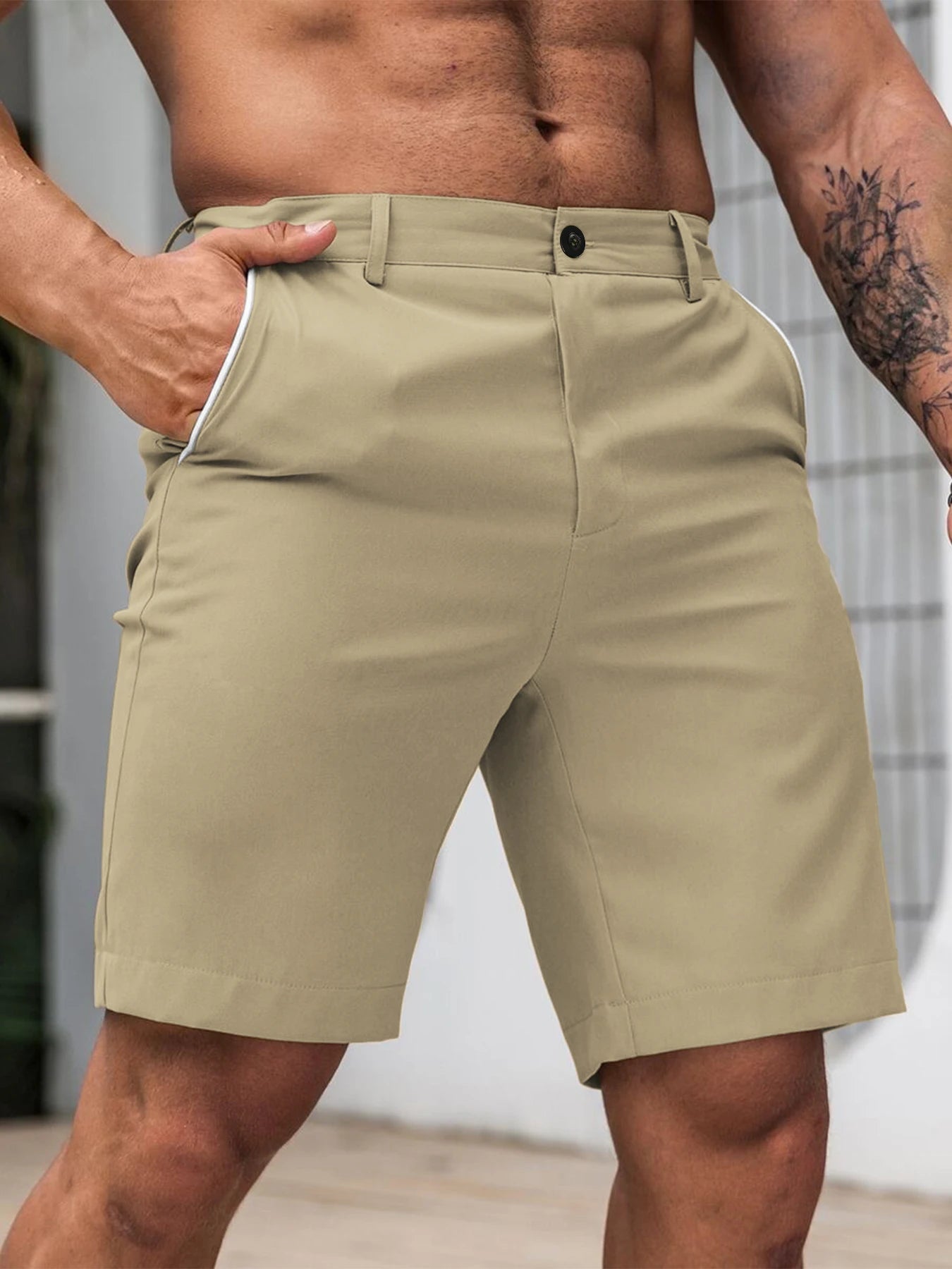 Men's Stretch Golf Shorts Polyester For Summer Comfort