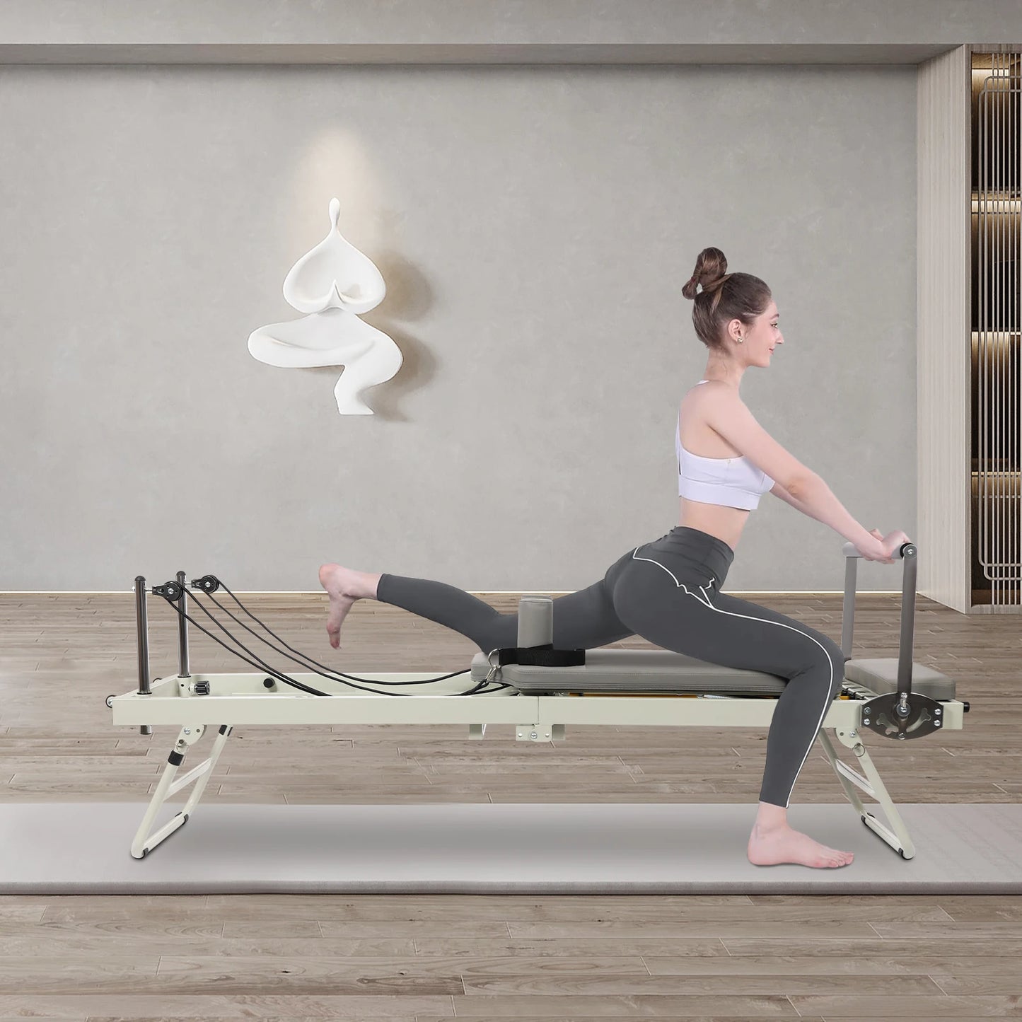 Foldable Pilates Reformer Machine For Multifunctional Yoga Fitness