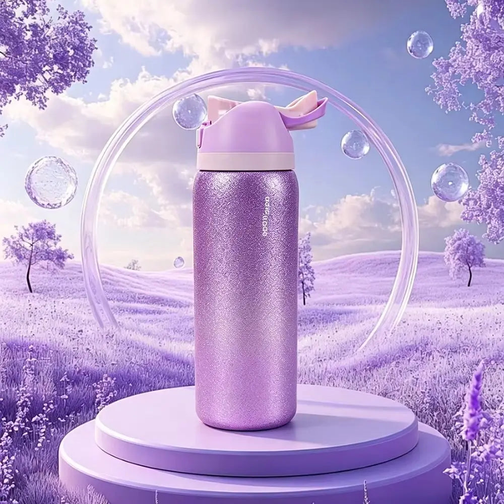 Owalaa Diamond Stainless Steel Insulated Water Bottle With Straw