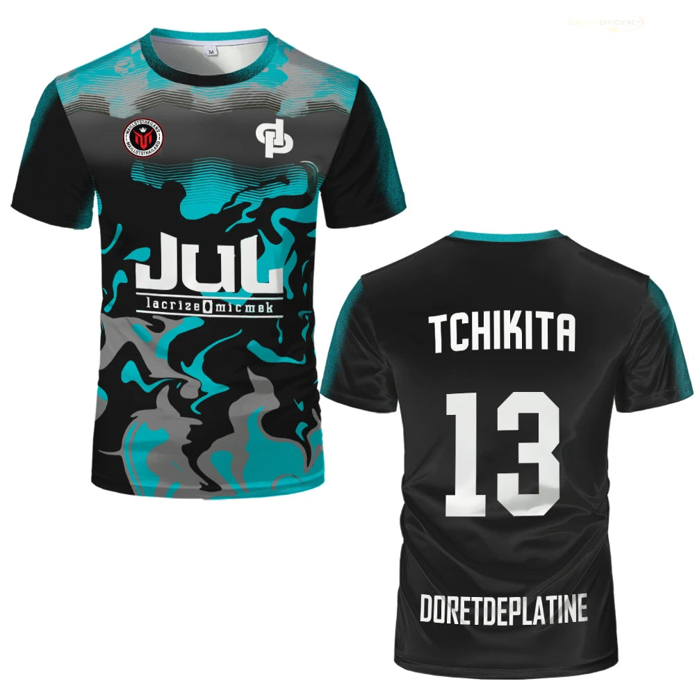 Unisex Sporty Short Sleeve Football Jersey Polyester Breathable Top