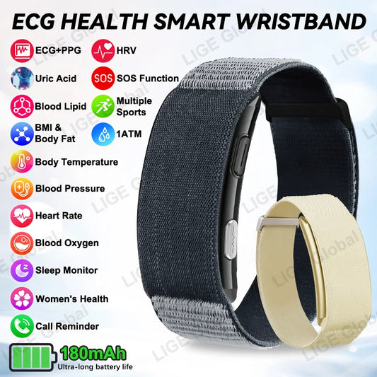 LIGE ECG PPG Smart Bracelet Health Watch With Body Temperature