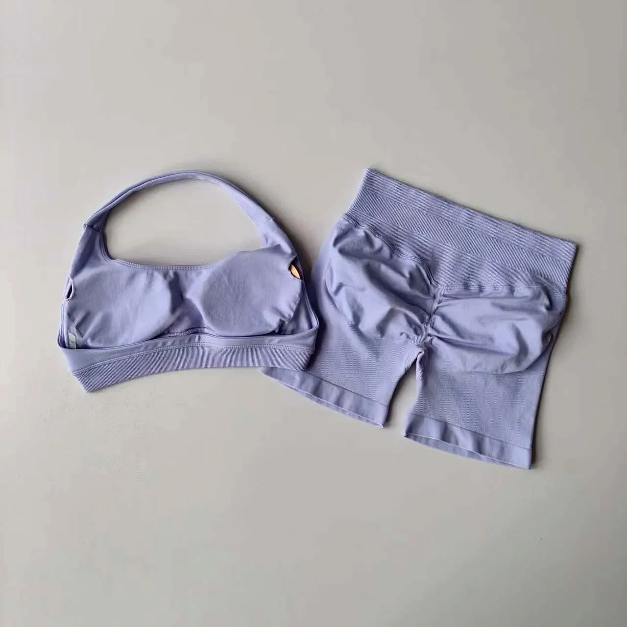 Women's Seamless Yoga Set Two Piece Halter Sports Bra Shorts
