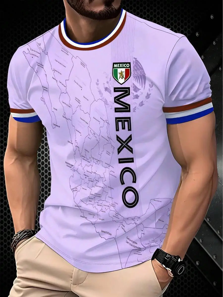 Mexico Mens Soccer Jersey Breathable Round Neck Sports Shirt