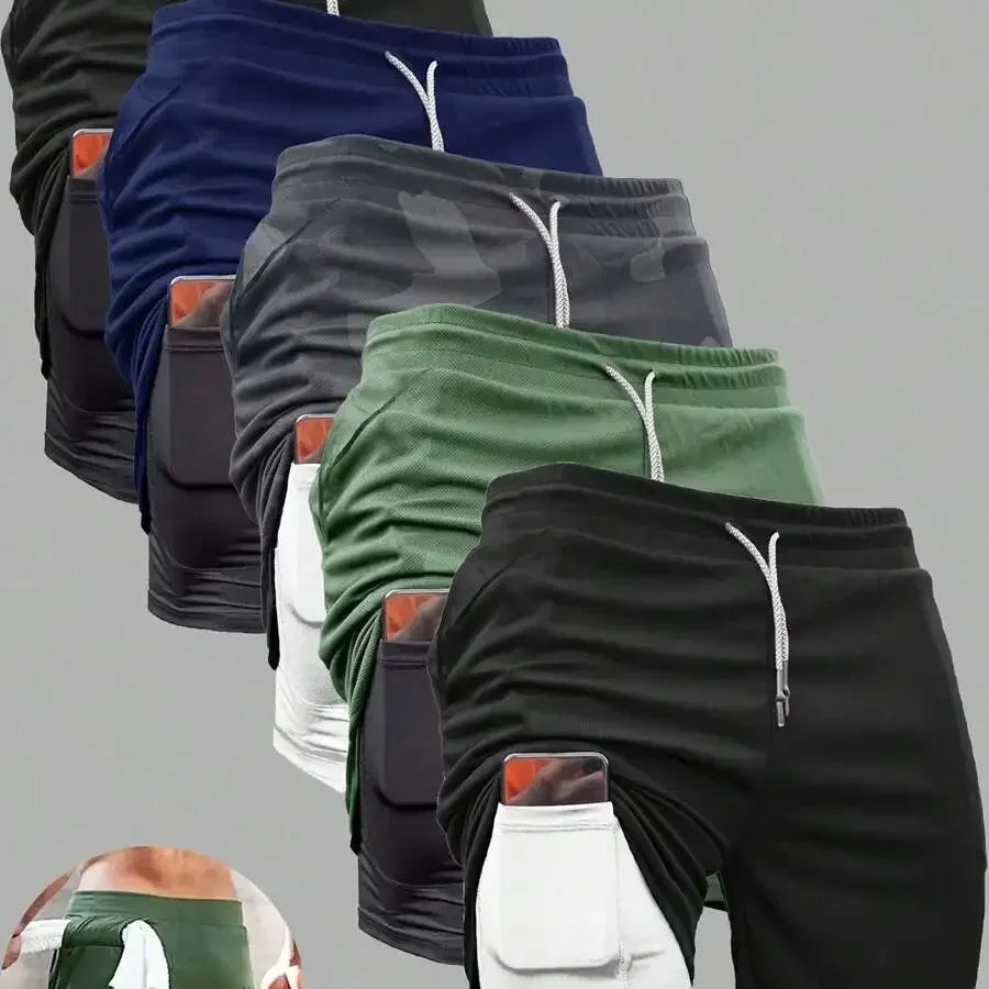 Men's 2-In-1 Double Layer Gym Shorts With Inner Pocket