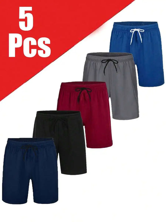 Men's Quick Dry Sports Shorts Set With Pockets Knit Fabric 5 Pack
