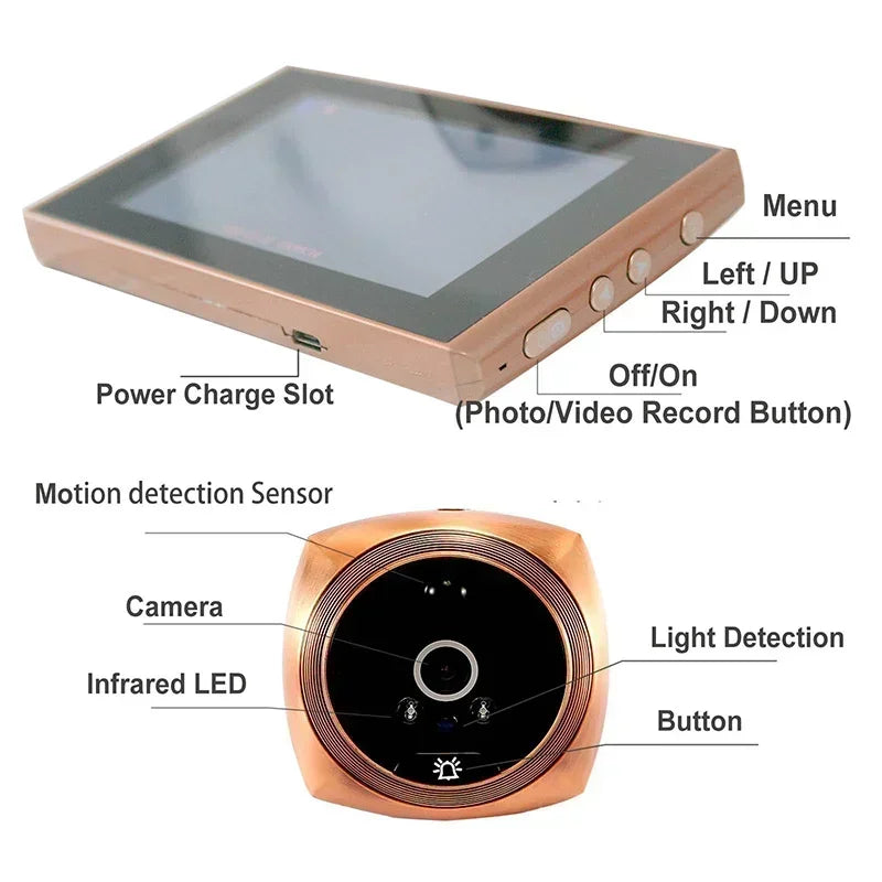 Door Viewer Video Peephole Camera With Motion Detection