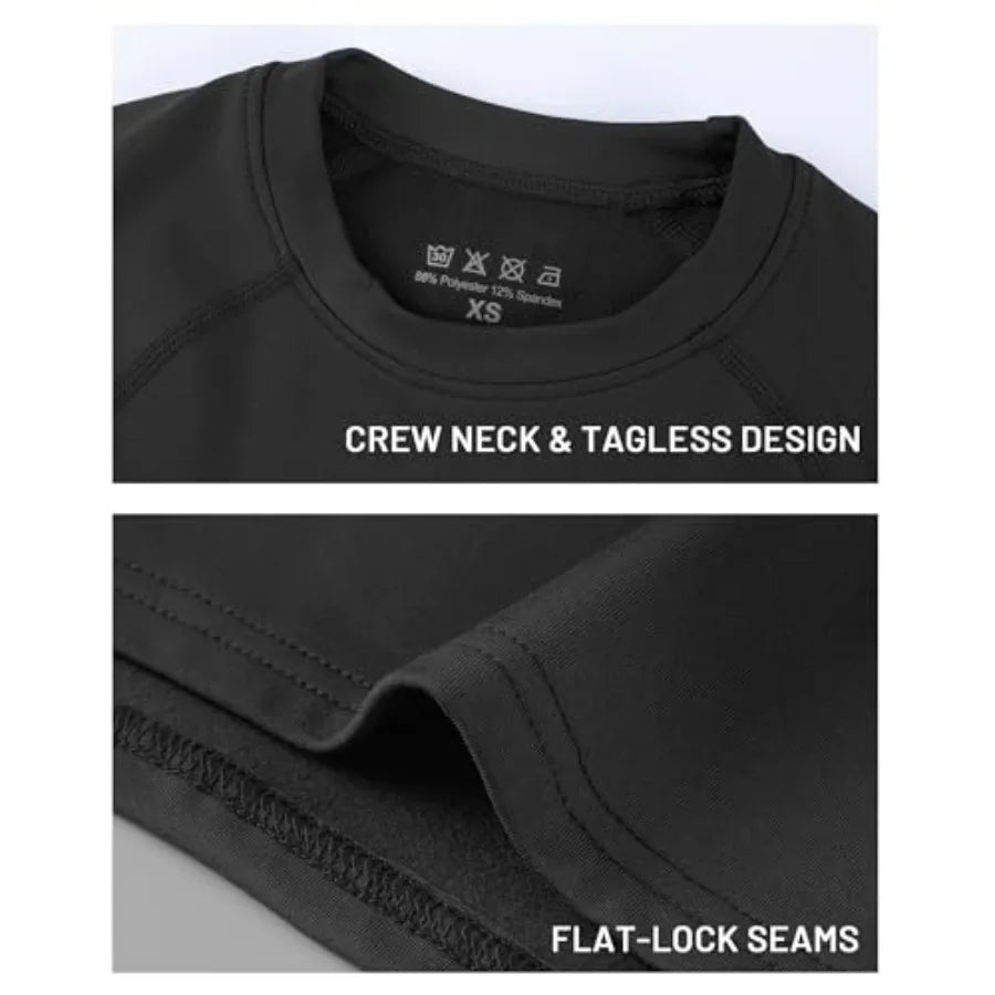 Youth Boys Compression Thermal Base Layer Shirt With Fleece Liner