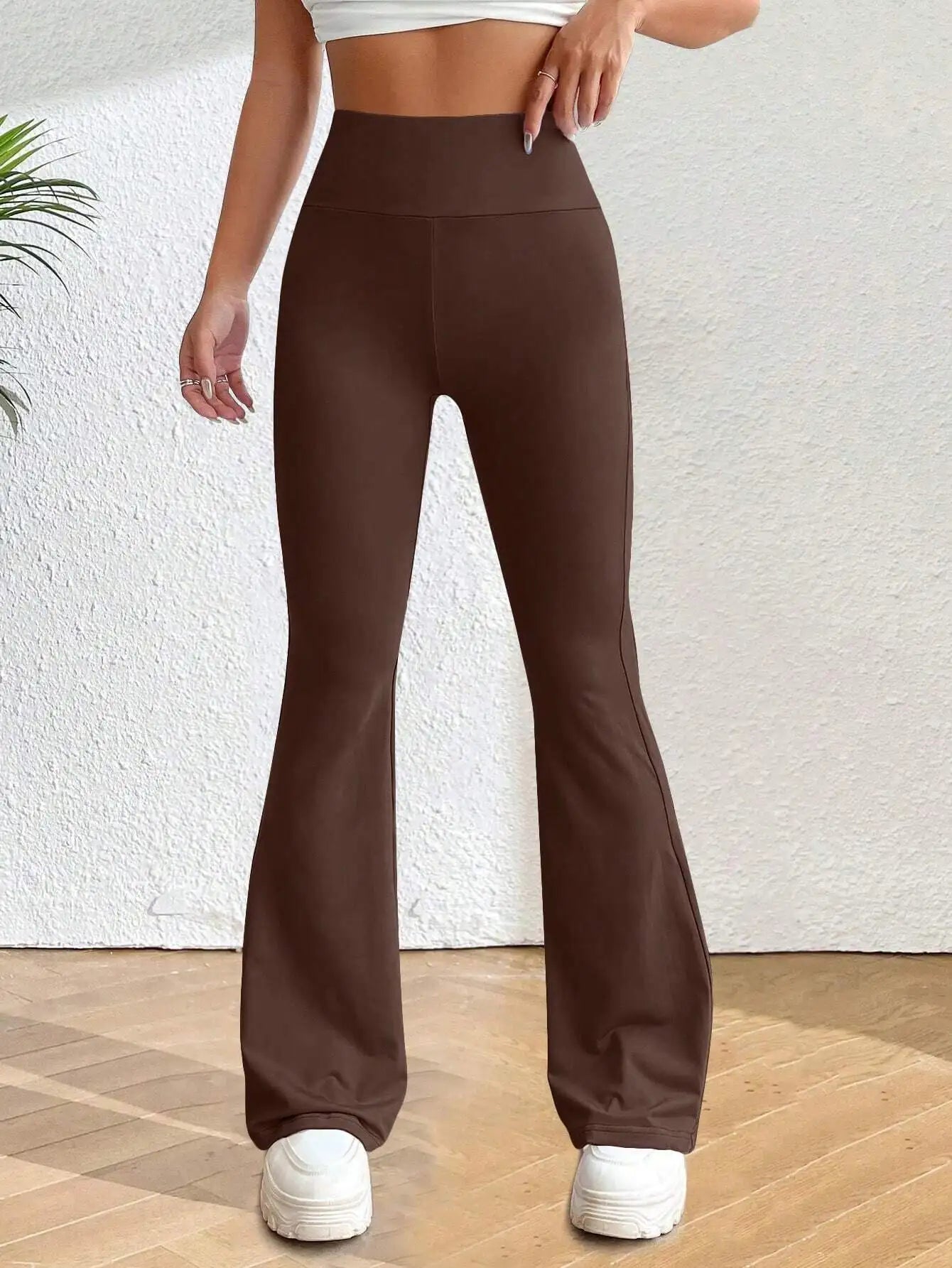 Solva Women's Flare Leg Yoga Pants With Elastic Waist