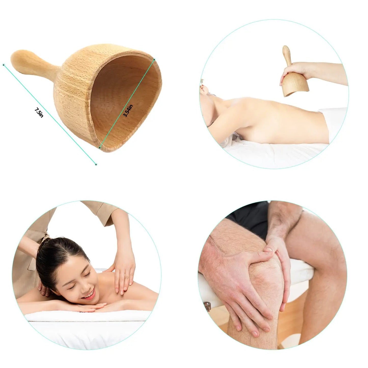 Wooden Massage Tool Set Pain Relief Gua Sha Back Massager