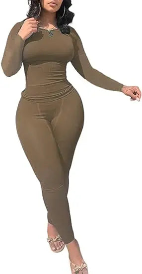 Women's Long Sleeve And Leggings Set For Workout Breathable Polyester Elastane