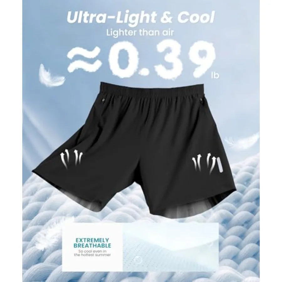 Mens Athletic Gym Shorts With Quick Dry Zipper Pockets