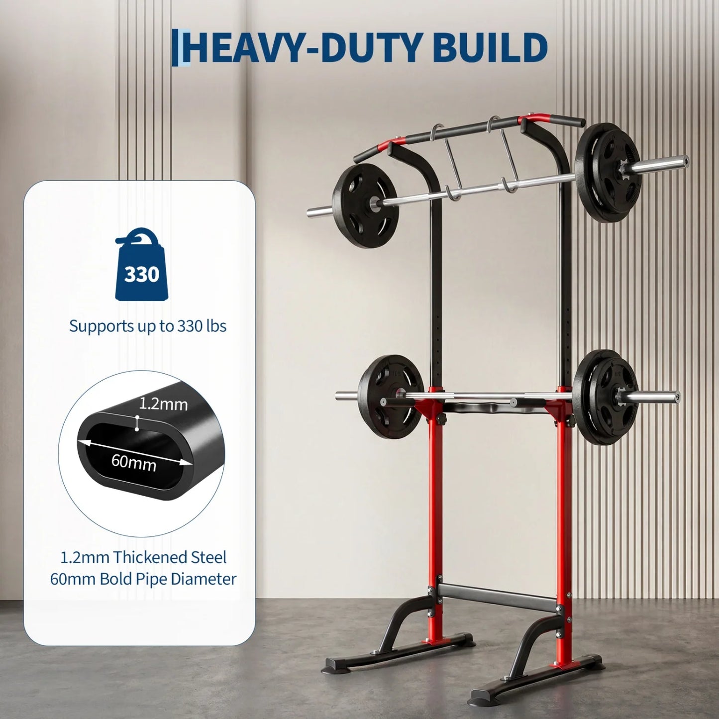 HiMISS Power Tower Pull Up Dip Station With Adjustable Height