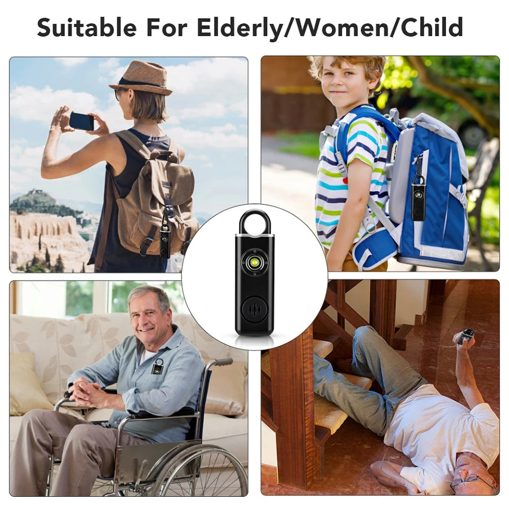 VODOOL 130dB Self Defense Alarm Keychain Rechargeable Flashlight