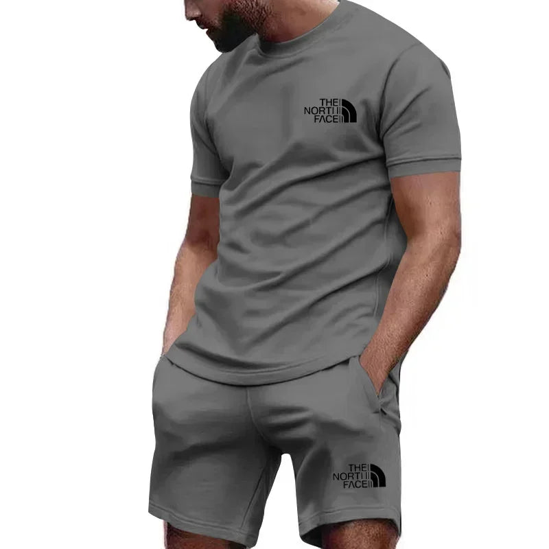 Men's Breathable Athletic Tee And Sweatpants Set For Workout