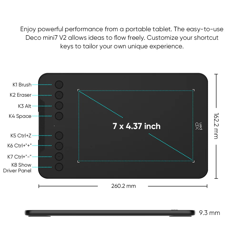 XPpen Deco Mini7V2 Pen Tablet With Tilt And 16384 Levels