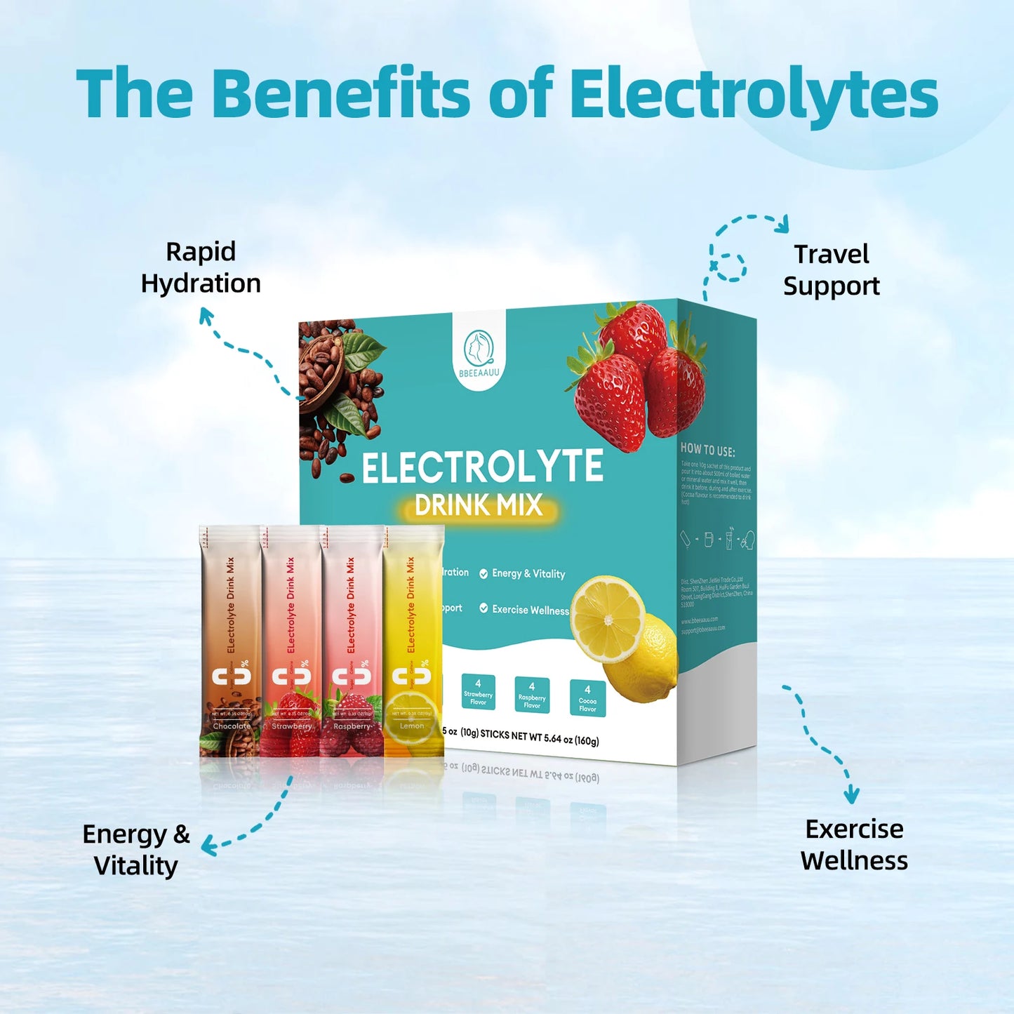 Beworths Electrolyte Powder Sugar Free Hydration Drink Mix Non GMO