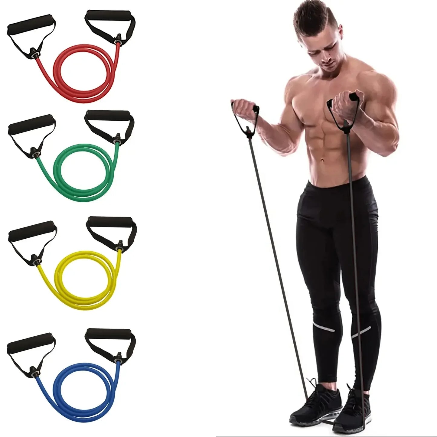 Resistance Bands With Handles For Home Gym Full Body Workout Men Women