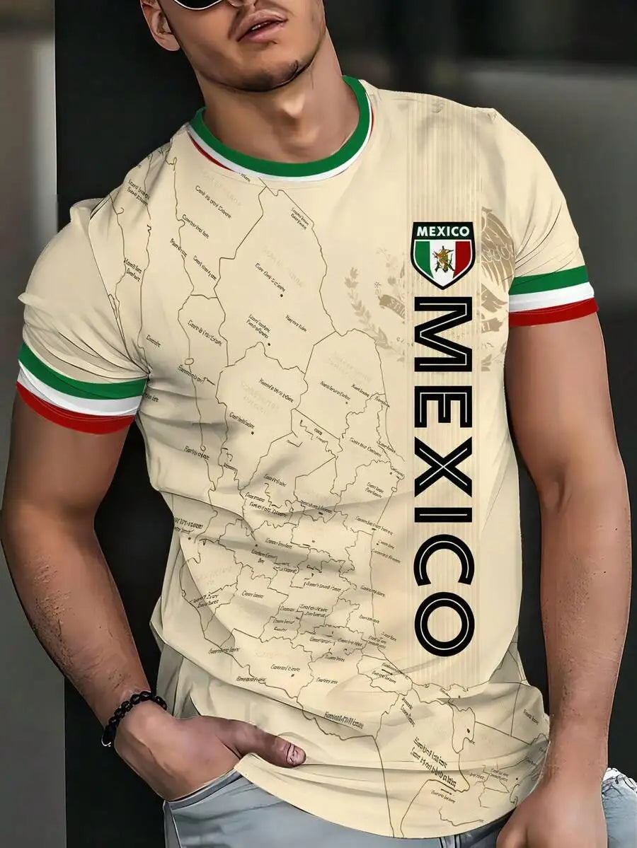 Mexico Mens Soccer Jersey Breathable Round Neck Sports Shirt