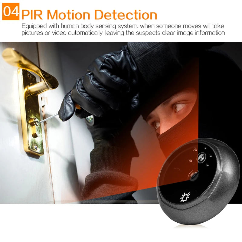 DANMINI Doorbell Peephole Monitor With PIR Motion Detection And Night Vision