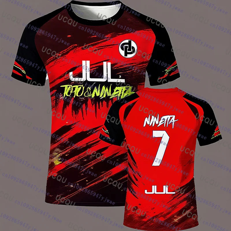 Unisex Sporty Short Sleeve Football Jersey Polyester Breathable Top