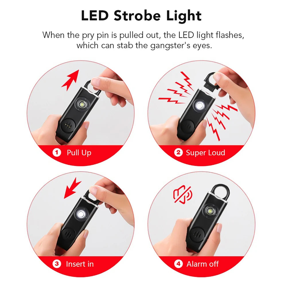 VODOOL 130dB Self Defense Alarm Keychain Rechargeable Flashlight