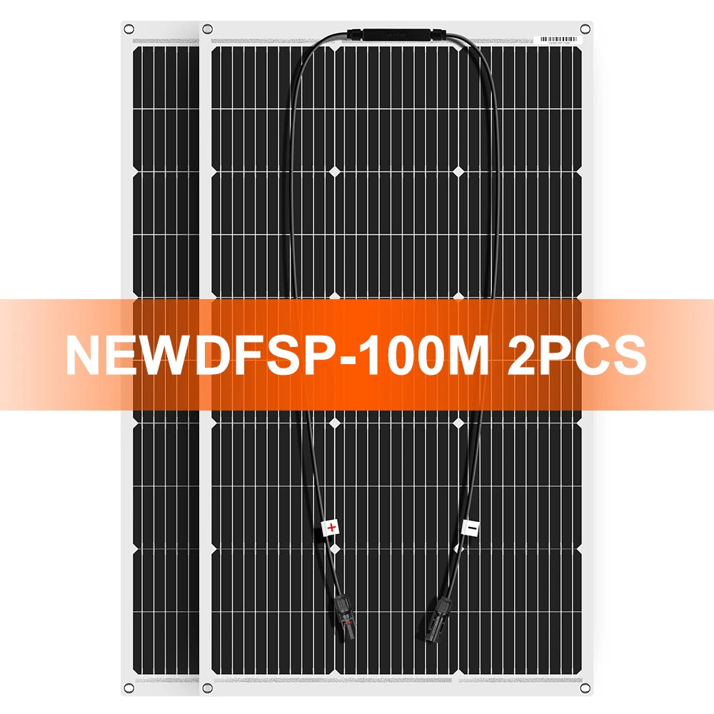 DOKIO 100W-400W 18V monocrystalline flexible solar panel, suitable for camping, RV installation can charge 12V batteries