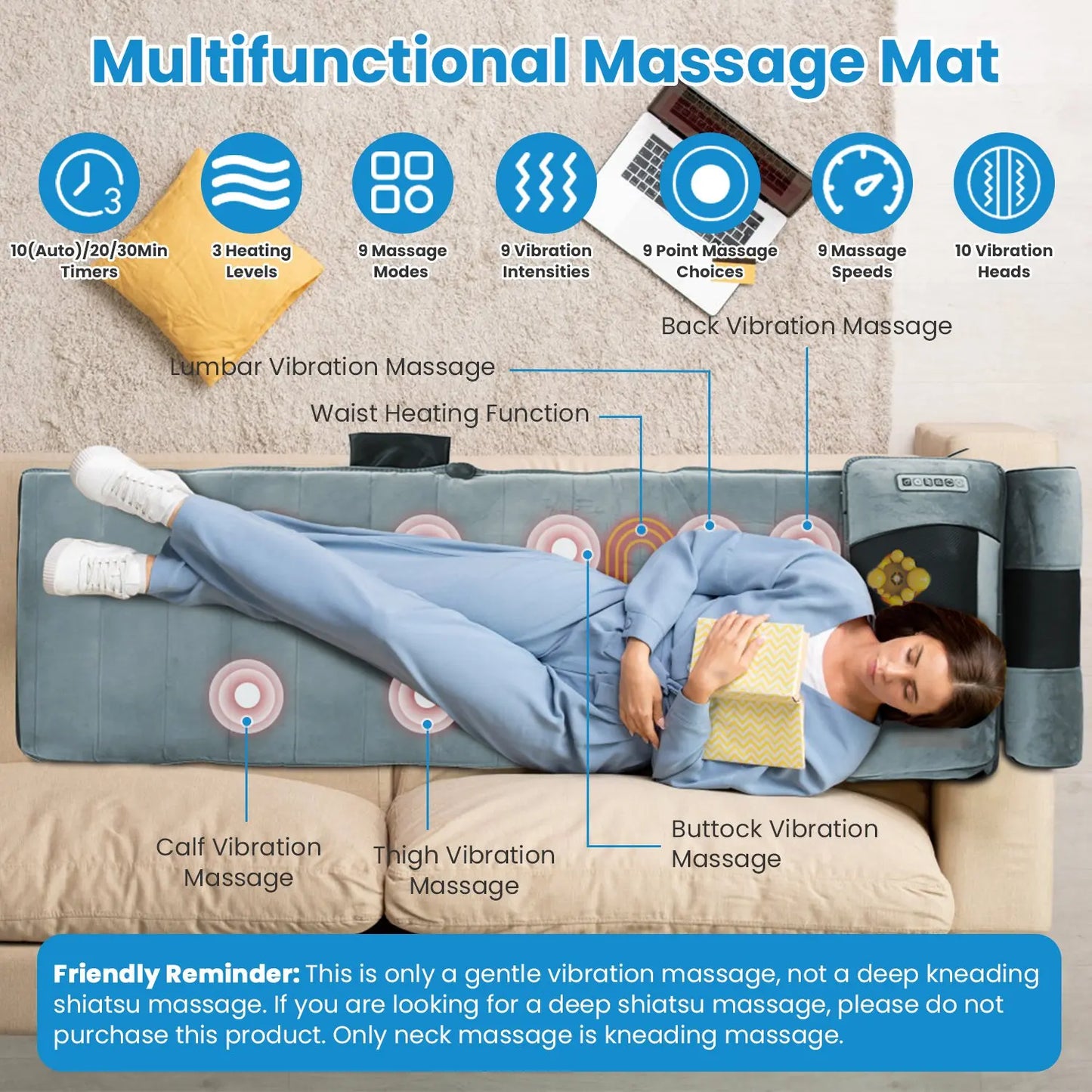 Full Body Massage Mat With Infrared Heating And Vibration