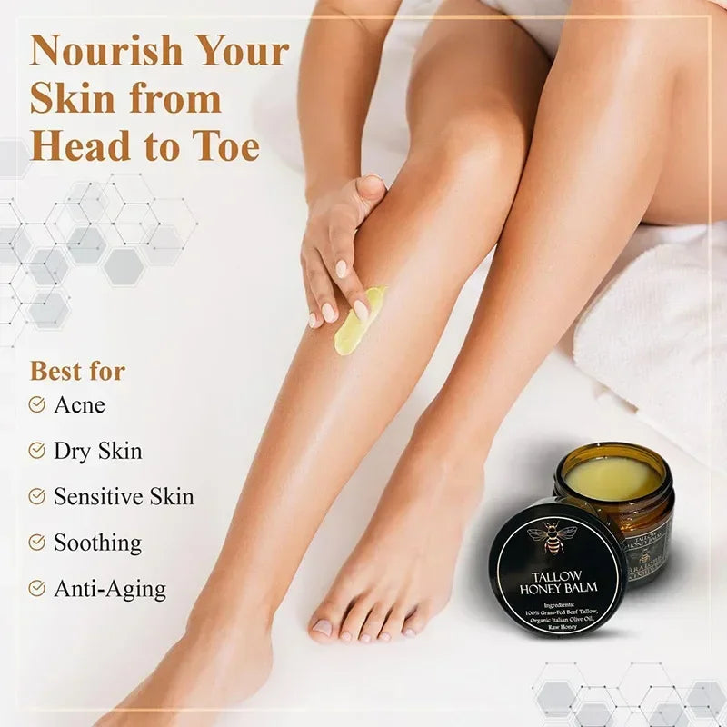 Beef Tallow Balm With Raw Honey Moisturizing Cream For Soft Skin
