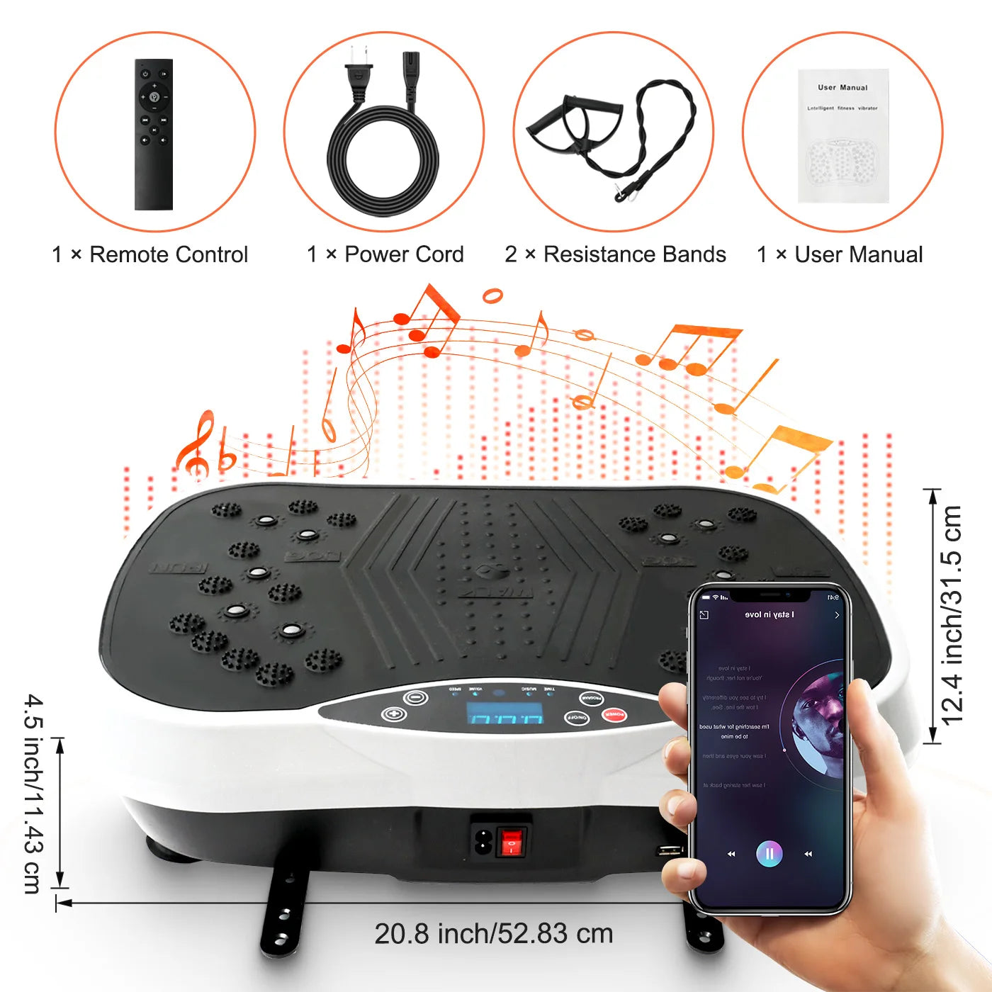 Vibration Plate Exercise Machine With Bluetooth Remote For Body Workout