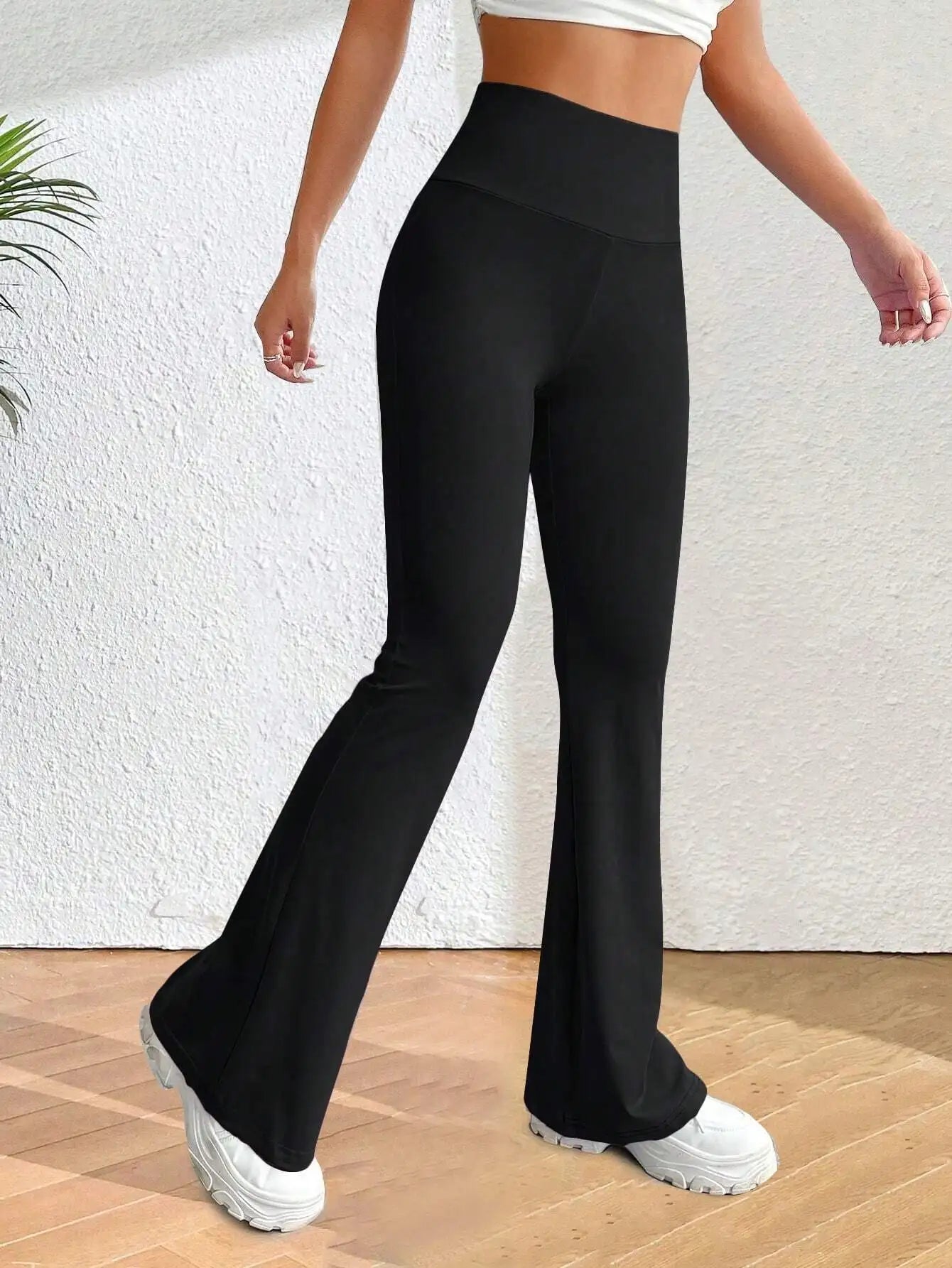 Solva Women's Flare Leg Yoga Pants With Elastic Waist