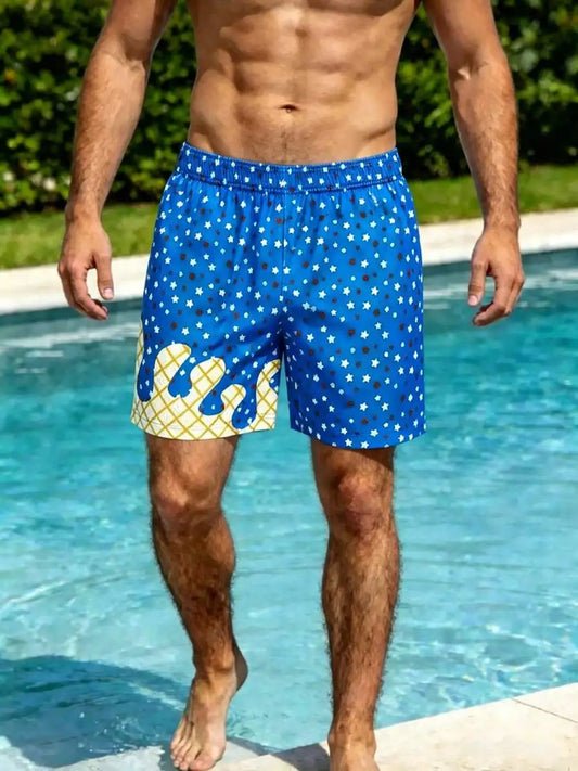 Men's Ice Cream Graphic Mesh Shorts For Casual Workouts Basketball Running