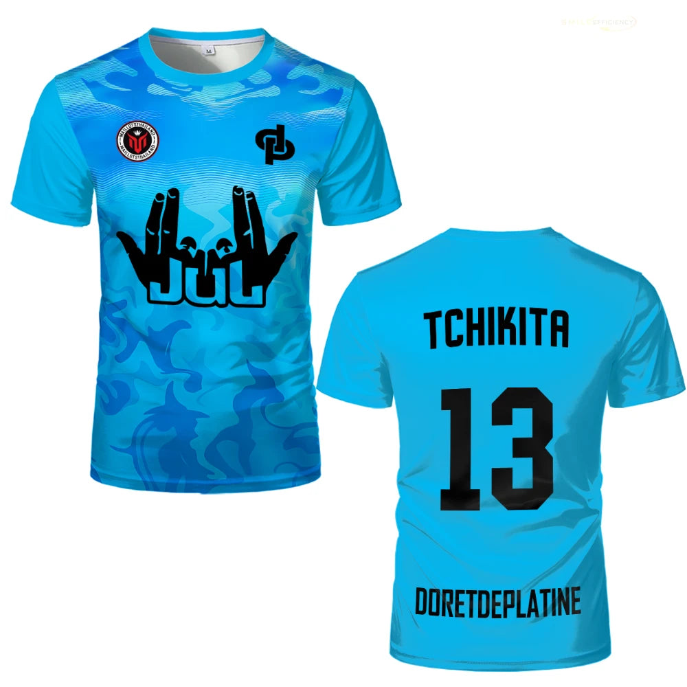 Unisex Sporty Short Sleeve Football Jersey Polyester Breathable Top
