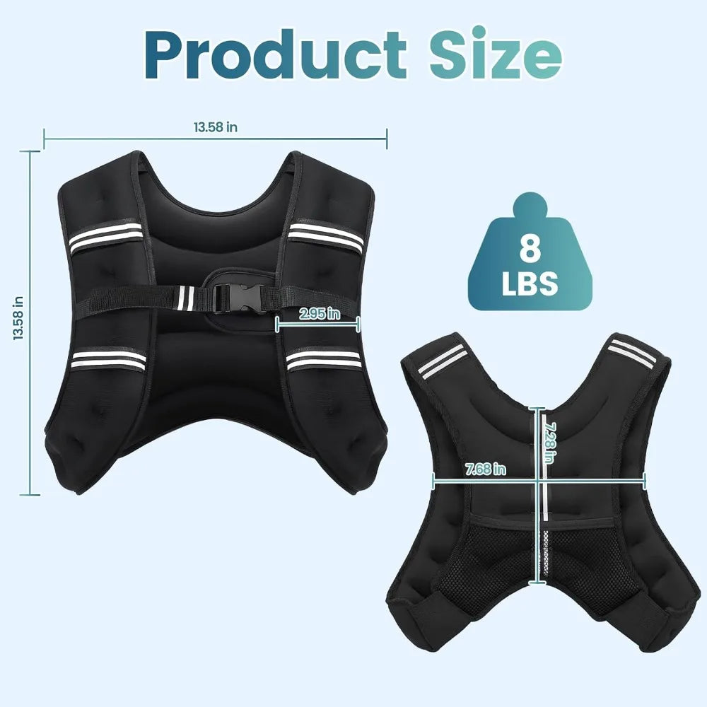 Unisex Adjustable Weighted Vest With Reflective Stripe For Training And Running