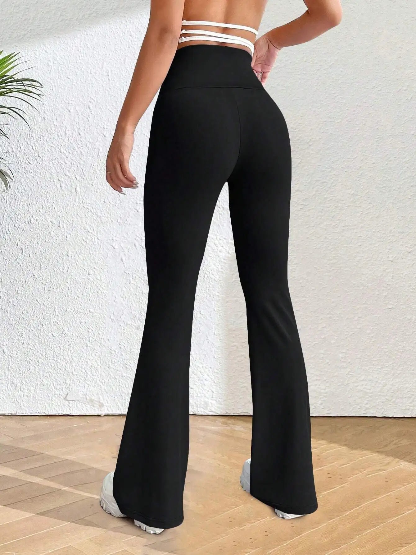 Solva Women's Flare Leg Yoga Pants With Elastic Waist