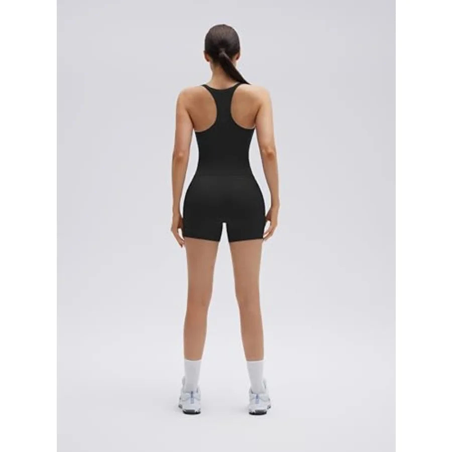 Women 2-Piece Workout Set With High Waist Shorts Built-In Bra Tank Tops
