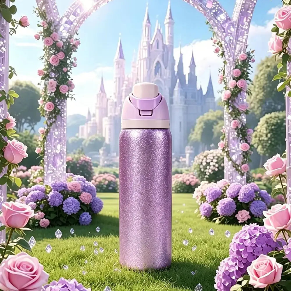 Owalaa Diamond Stainless Steel Insulated Water Bottle With Straw