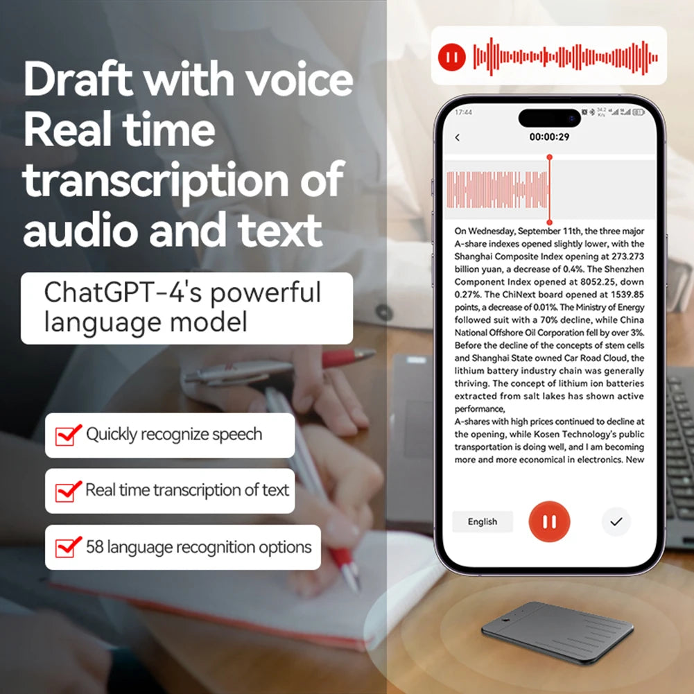 ANENG AI Voice Recorder With Transcription And ChatGPT Summaries