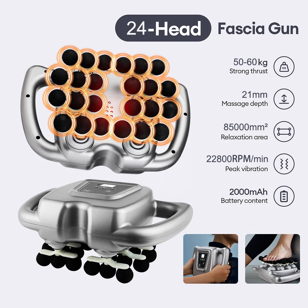 Foreverlily 24Head Fascia Gun With 9 Modes High Frequency Massager
