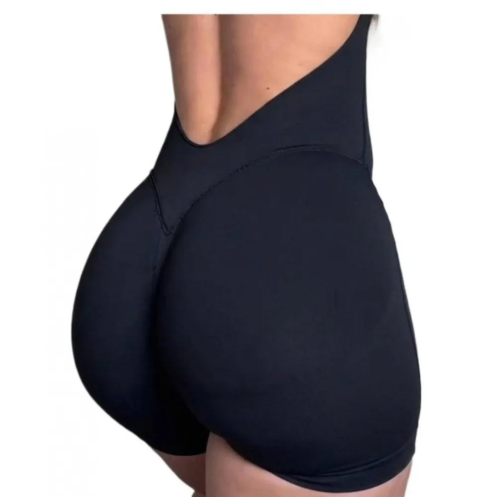 Women Long Sleeve Yoga Jumpsuit Open Back Romper Nylon Stretch