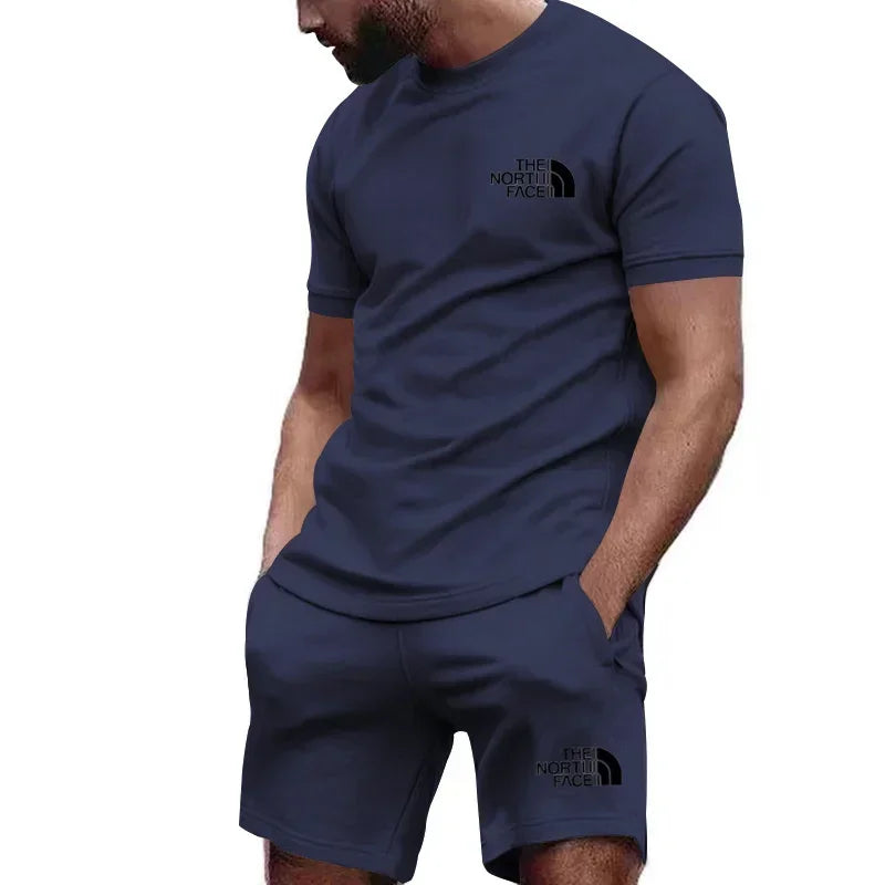 Men's Breathable Athletic Tee And Sweatpants Set For Workout