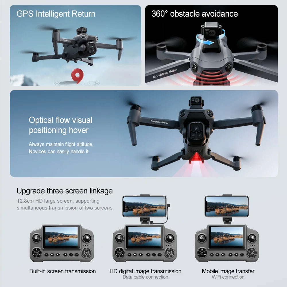 V918 Max Drone Laser Obstacle Avoidance 8K GPS Professional Camera FPV 3000M RC Quadcopter with LCD Screen Remote Control Gifts