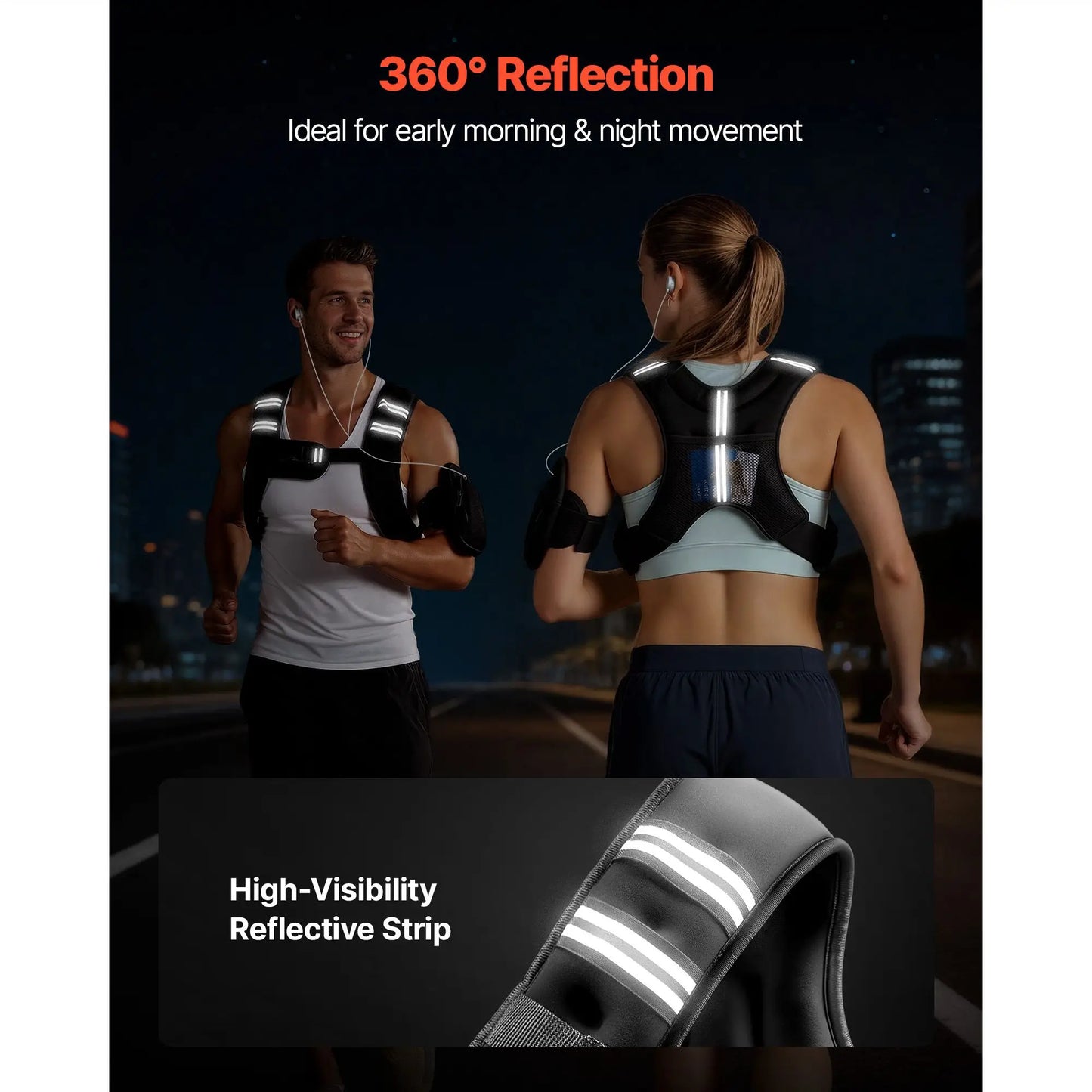 8 Lb Weighted Vest For Men And Women Reflective Stripe