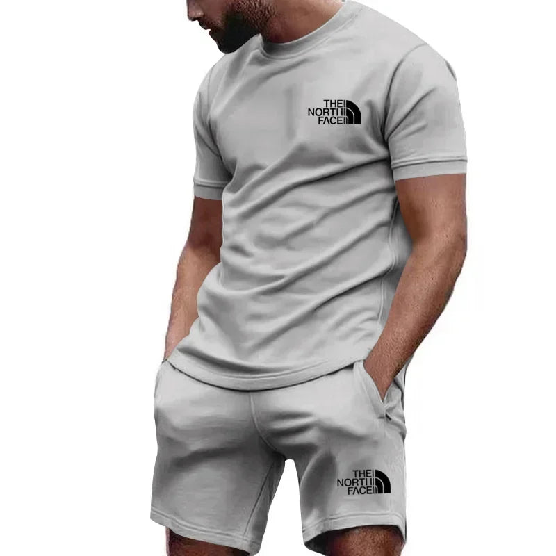 Men's Breathable Athletic Tee And Sweatpants Set For Workout
