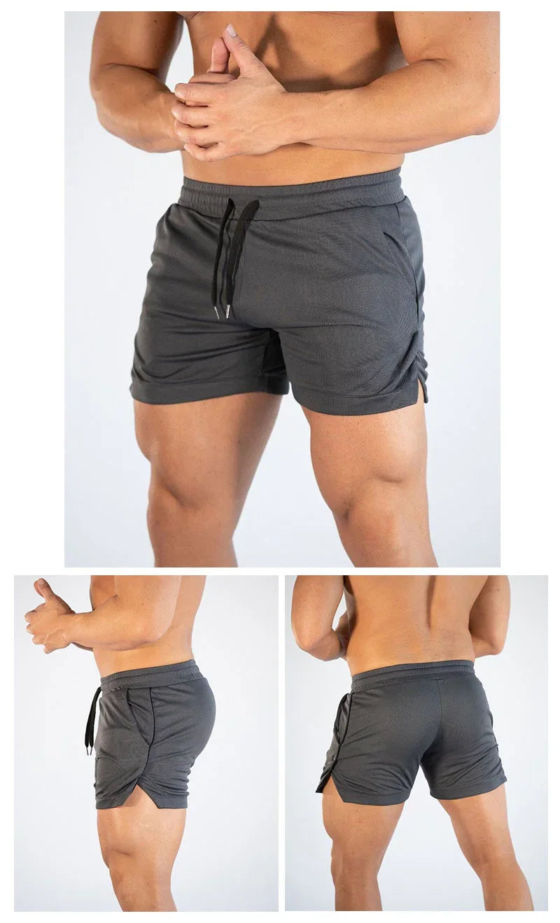 Men's Summer Fitness Shorts With Pockets And Elastic Waist Polyester
